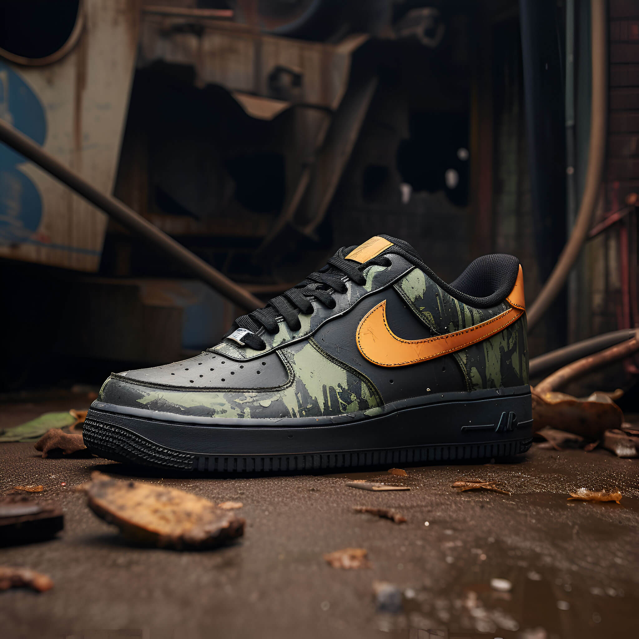 Custom Nike Air Force 1 hand painted design Jungle grime inspired Boundless Customs